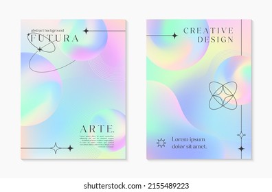 Fondos de degradado de malla vectorial con formas geométricas de marco alámbrico y esferas futuristas.Ilustraciones abstractas en estética y2k.Colores pasteles.Diseños minimalistas de moda para banners, medios sociales, portadas.