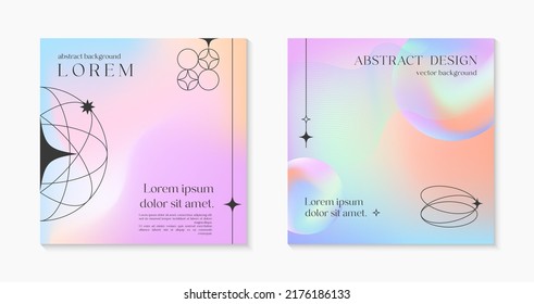 Vector mesh gradient backgrounds with wireframe geometric shapes and futuristic spheres.Abstract illustrations in y2k aesthetic.Pastel colors.Trendy minimalist designs for banners,social media,covers.