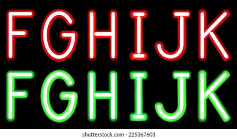 Vector mesh realistic letters of neon tubes. Gradient mash