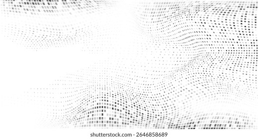Vector mesh rectangle grunge dotted halftone gradient texture. Vanishing polka dot background illustration art modern