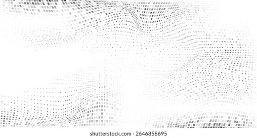 Vector mesh rectangle grunge dotted halftone gradient texture. Vanishing polka dot background illustration art