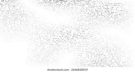 Vector mesh roundomus rectangle gradient texture. Vanishing polka dot background. Repeating dots illustration
