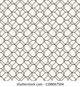 Vector mesh seamless pattern. Black thin plaited wavy lines. Illustration of fishnet, lace, mesh, net. Subtle monochrome background, simple repeat texture. Design for prints, decoration, web, textile
