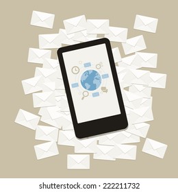 Vector message email business on mobile phone device