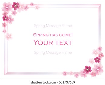 A vector message frame illustration with cherry blossoms in full bloom. 