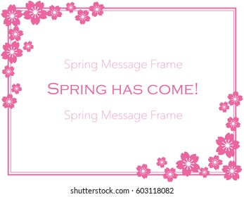 A vector message frame illustration with cherry blossoms in full bloom. 