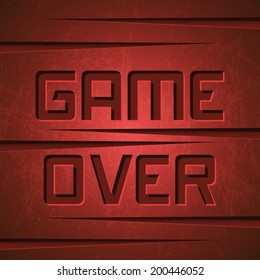 Vector Message: Game Over on Red Cracked Background