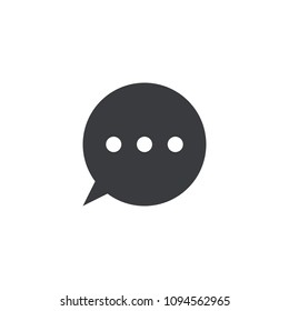 Vector message icon. Circle speech bubble. Element for design mobile app or website. Black dialog cloud isolated on white background