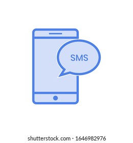 Icono de mensaje del vector. Iconos de teléfono con esquema rellenado en estilo moderno aislado en fondo blanco