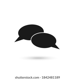 Vector message icon. Two circle speech bubble. Element for design mobile app or website. Black dialog cloud isolated on white.