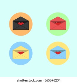 Vector message icons with heart and circle. Vector illustration