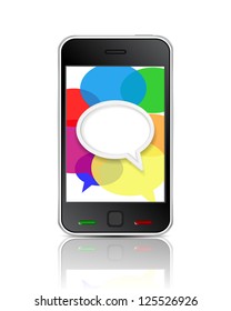 Vector message speech bubble on smart phone