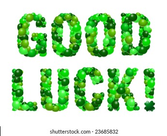 Vector message of well wishes in green balloons