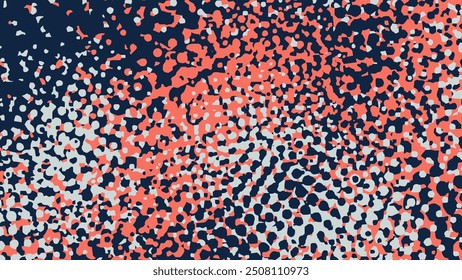 Vector de fondo texturizado desordenado con grano Grande. Ilustración ruidosa azul y coral. Abstractas telón de fondo con puntos