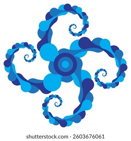 Vector Meta ball Connect Dot Set. Blue Spiral Molecule chain. Circle Shapes. Abstract Geometric Dots. Morphing Blob for Pattern, Sticker, Badge, Poster, Web Design.