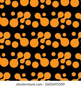 Vector Meta ball Connect Dot Set. Seamless Orange Molecule chain. Circle Shapes. Abstract Geometric Dots. Morphing Blob for Pattern, Sticker, Badge, Poster, Web Design.