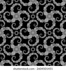 Vector Meta ball Connect Dot Set. Seamless Spiral Grey Molecule chain. Circle Shapes. Abstract Geometric Dots. Morphing Blob for Pattern, Sticker, Badge, Poster, Web Design.