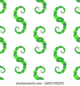 Vector Meta ball Connect Dot Set. Seamless Spiral Green Molecule chain. Circle Shapes. Abstract Geometric Dots. Morphing Blob for Pattern, Sticker, Badge, Poster, Web Design.