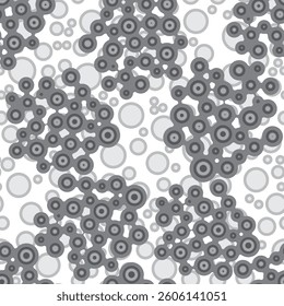 Vector Meta ball Connect Dot Set. Grey Seamless Molecule chain. Circle Shapes. Abstract Geometric Dots. Morphing Blob for Pattern, Sticker, Badge, Poster, Web Design.