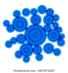 Vector Meta ball Connect Dot Set. Molecule chain. Blue Circle Shapes. Abstract Geometric Dots. Morphing Blob for Pattern, Sticker, Badge, Poster, Web Design.
