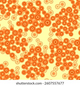 Vector Meta ball Connect Dot Set. Orange Seamless Molecule chain. Circle Shapes. Abstract Geometric Dots. Morphing Blob for Pattern, Sticker, Badge, Poster, Web Design.