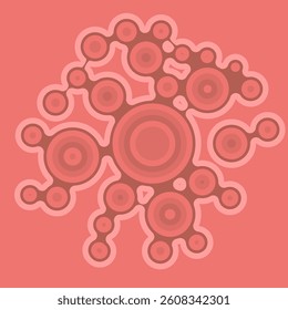 Vector Meta ball Connect Dot Set. Red Molecule chain. Circle Shapes. Abstract Geometric Dots. Morphing Blob for Pattern, Sticker, Badge, Poster, Web Design.