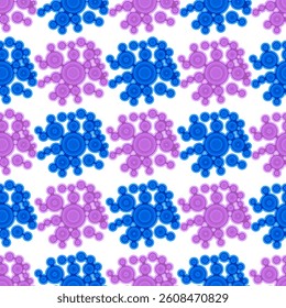 Vector Meta ball Connect Dot Set. Blue Pink Seamless Molecule chain. Circle Shapes. Abstract Geometric Dots. Morphing Blob for Pattern, Sticker, Badge, Poster, Web Design.