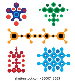Vector Metaball Connect Dot Set. Molecule chain. Circle Shapes. Abstract Geometric Dots. Morphing Blob for Pattern, Sticker, Badge, Poster, Web Design.