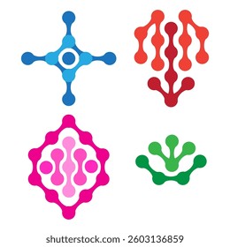 Vector Metaball Connect Dot Set. Molecule chain. Circle Shapes. Abstract Geometric Dots. Morphing Blob for Pattern, Sticker, Badge, Poster, Web Design.