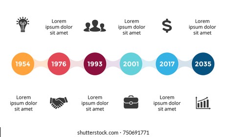 Vector metaball timeline infographic, diagram chart, graph presentation. Business infographics progress concept with 6 options, parts, steps, processes. 16x9 slide template.