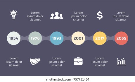 Vector metaball triangles timeline infographic, diagram chart, graph presentation. Business progress concept with 6 options, parts, steps, processes. Dark slide 16x9.