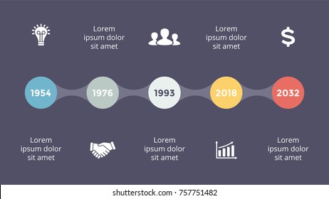 Vector metaball triangles timeline infographic, diagram chart, graph presentation. Business progress concept with 5 options, parts, steps, processes. Dark slide 16x9.