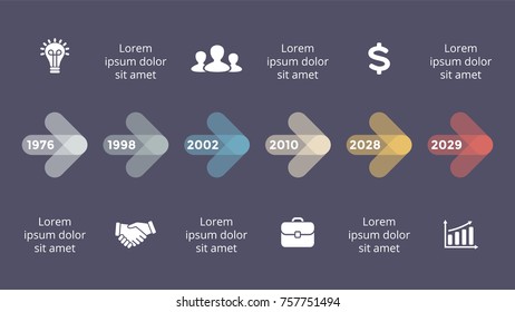 Vector metaball triangles timeline infographic, diagram chart, graph presentation. Business progress concept with 6 options, parts, steps, processes. Dark slide 16x9.