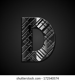 Vector metal alphabet letter D