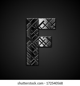 Vector metal alphabet letter F