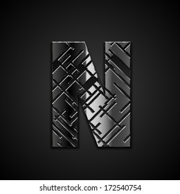 Vector metal alphabet letter N