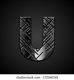 Vector metal alphabet letter U