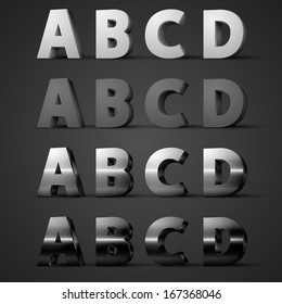Vector metal alphabet letters A B C D