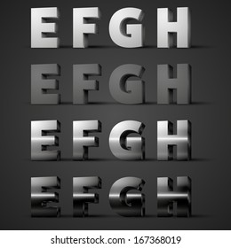 Vector metal alphabet letters E F G H