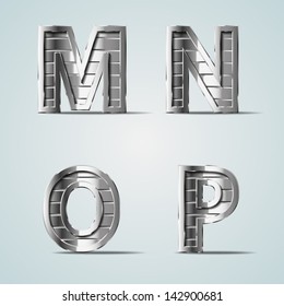 Vector metal alphabet letters M N O P