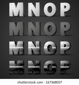 Vector metal alphabet letters M N O P