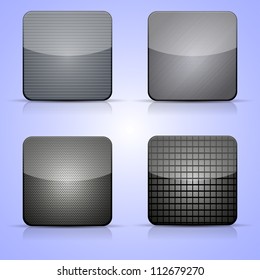 Vector Metal App Icon Set On Blue Background. Eps 10