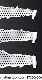 Vector metal background under ripped paper.