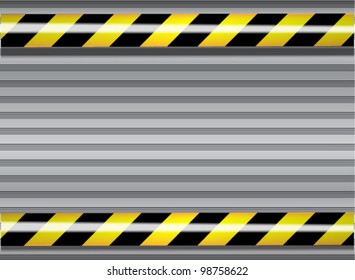 Vector metal background with yellow and black do not cross lines