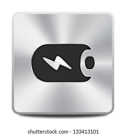 Vector metal battery icon / button, graphic design element