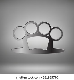 Vector Metal Brass Knuckle on Grey Light Background 