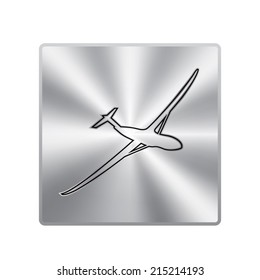 Vector metal button with Airplane Icon