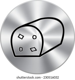 Vector metal button with  Bakery, pastry icons set - bread