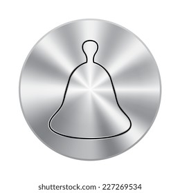 Vector metal button with Bell icon, vector illustration