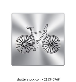 Vector metal button with Bicycle icon